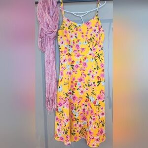 0X Shein floral yellow summer dress